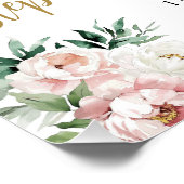 Blush Pink Floral Foto 100e verjaardag Welkom Perfect Poster (Hoek)