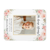 Blush Pink Floral Foto Funeral Memorial Hartelijk  Magneet (Horizontaal)