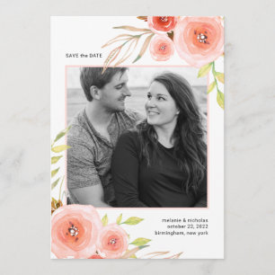 Blush Pink Floral foto opslaan datumkaart Save The Date