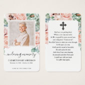 Blush Pink Floral Foto Sympathie Funeral Prayer Visitekaartje (Voorkant /achterkant)