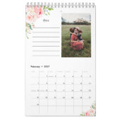 Blush Pink Floral fotokalender met notities Kalender (Feb 2027)