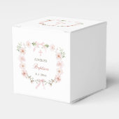 Blush Pink Floral Frame Baptism Cube Bedankdoosjes (Voorkant Zijde)