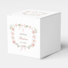 Blush Pink Floral Frame Baptism Cube Bedankdoosjes