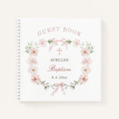 Blush Pink Floral Frame Baptism Guest Book Notitieboek (Voorkant)