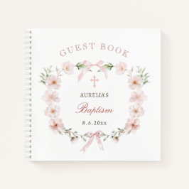 Blush Pink Floral Frame Baptism Guest Book Notitieboek