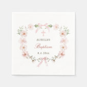 Blush Pink Floral Frame Baptism Servet (Voorkant)
