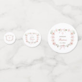 Blush Pink Floral Frame Baptism Table Confetti (Achterkanten)