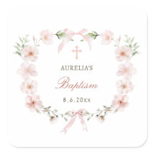 Blush Pink Floral Frame Baptism
