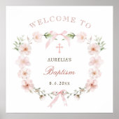 Blush Pink Floral Frame Baptism Welcome Poster (Voorkant)