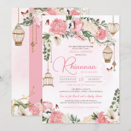 Blush Pink Floral Garden Elegant Vrijgezellenfeest Kaart