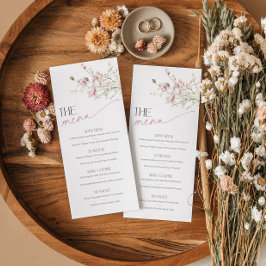 Blush Pink Floral Garden Vrijgezellenfeest Menu Ka