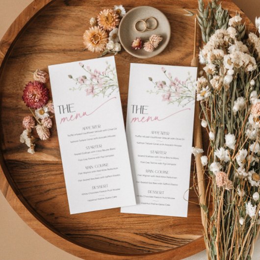 Blush Pink Floral Garden Vrijgezellenfeest Menu Ka