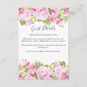 Blush Pink Floral Gast Informatie Details Informatiekaartje (Voorkant)