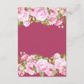 Blush Pink Floral Gast Informatie Details Informatiekaartje (Achterkant)