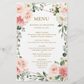 Blush Pink Floral Geometric Botanical WeddenMenu (Voorkant)