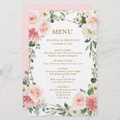 Blush Pink Floral Geometric Botanical WeddenMenu (Voorkant / Achterkant)