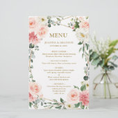 Blush Pink Floral Geometric Botanical WeddenMenu (Staand voorkant)