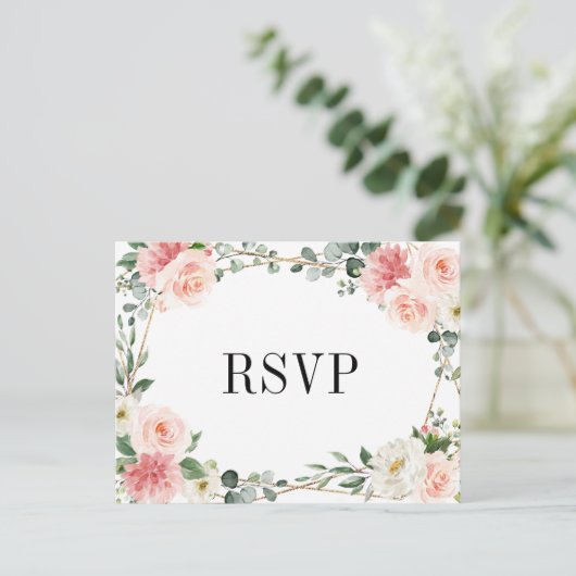 Blush Pink Floral Geometric Botanical Weddenschap  Briefkaart (Staand voorkant)