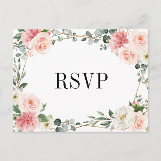 Blush Pink Floral Geometric Botanical Weddenschap  Briefkaart (Voorkant)