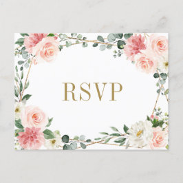 Blush Pink Floral Geometric Botanical Weddenschap  Briefkaart