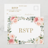 Blush Pink Floral Geometric Botanical Weddenschap  Briefkaart (Voorkant / Achterkant)