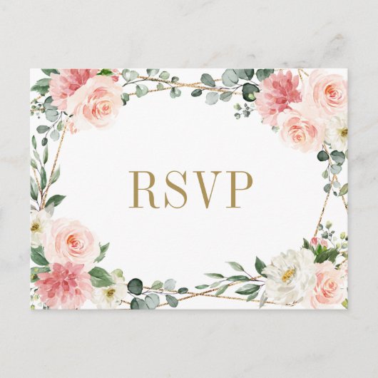 Blush Pink Floral Geometric Botanical Weddenschap  Briefkaart (Voorkant)
