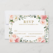 Blush Pink Floral Geometric Botanical Weddenschap  RSVP Kaartje (Voorkant)