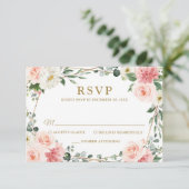 Blush Pink Floral Geometric Botanical Weddenschap  RSVP Kaartje (Staand voorkant)