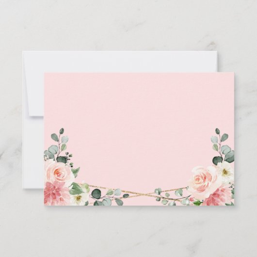 Blush Pink Floral Geometric Botanical Weddenschap  RSVP Kaartje (Achterkant)