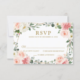 Blush Pink Floral Geometric Botanical Weddenschap  RSVP Kaartje