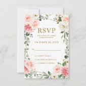 Blush Pink Floral Geometric Botanical Weddenschap RSVP Kaartje (Voorkant)