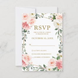 Blush Pink Floral Geometric Botanical Weddenschap  RSVP Kaartje