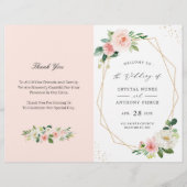 Blush Pink Floral Geometric Folded Wedding Program (Voorkant)