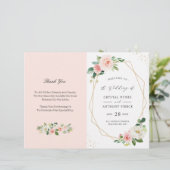 Blush Pink Floral Geometric Folded Wedding Program (Staand voorkant)
