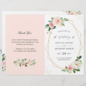 Blush Pink Floral Geometric Folded Wedding Program (Voorkant / Achterkant)
