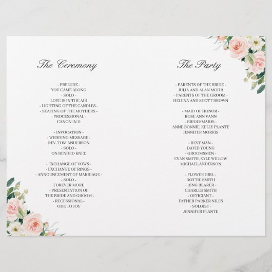 Blush Pink Floral Geometric Folded Wedding Program (Achterkant)