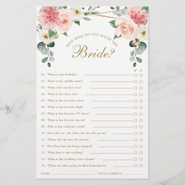 Blush Pink Floral Geometric Vrijgezellenfeest (Voorkant)