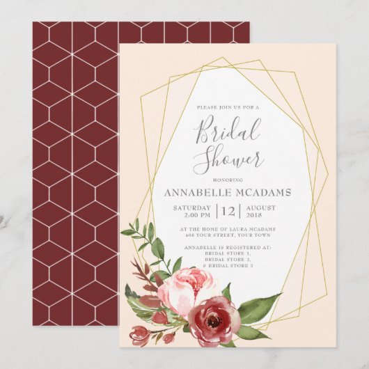 Blush Pink Floral Geometric Vrijgezellenfeest Kaart (Voorkant / Achterkant)