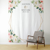 Blush Pink Floral Geometric Weddenschap Backdrop Wandkleed (In situ)