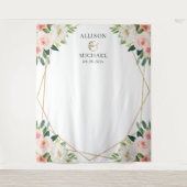Blush Pink Floral Geometric Weddenschap Backdrop Wandkleed (Voorkant)