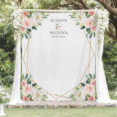 Blush Pink Floral Geometric Weddenschap Backdrop Wandkleed