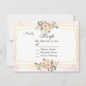 Blush Pink Floral Geometric Wedding RSVP Card Kaart (Voorkant)