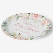 Blush Pink Floral gepersonaliseerd Baby shower Papieren Bordje (Gekanteld)