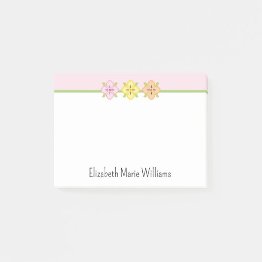 Blush Pink Floral gepersonaliseerd Post-it® Notes (Voorkant)