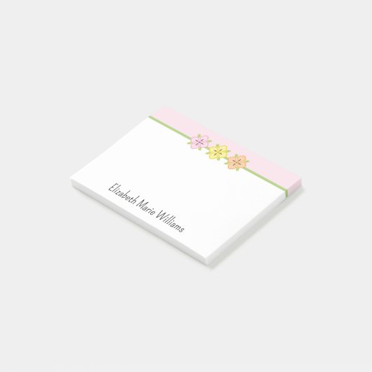 Blush Pink Floral gepersonaliseerd Post-it® Notes (Schuin)