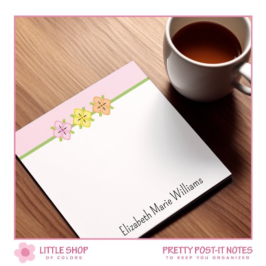 Blush Pink Floral gepersonaliseerd Post-it® Notes