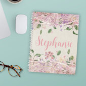 Blush Pink Floral gepersonaliseerde naam Notitieboek