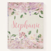 Blush Pink Floral gepersonaliseerde naam Notitieboek (Voorkant)