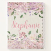 Blush Pink Floral gepersonaliseerde naam Notitieboek (Achterkant)