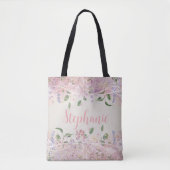 Blush Pink Floral gepersonaliseerde naam Tote Bag (Voorkant)